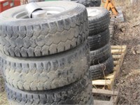 4 - LT285/75R16 Tires c/w Aluminum Rims & Caps