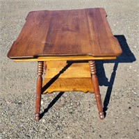 Antique Wooden Side Table 24 x 24 x 28 & 1/2"