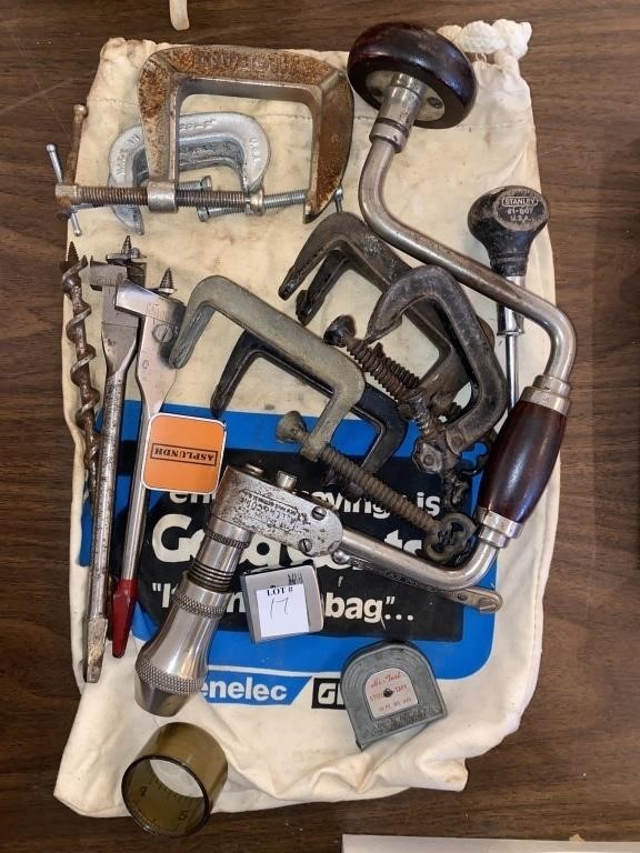 ALLEN & CO. HAND DRILL, C-CLAMPS, & OTHER VARIOUS