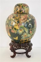 DECORATIVE GINGER JAR ON STAND - 15"H