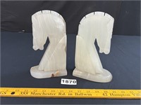 Carved Stone Horse Head Bookends