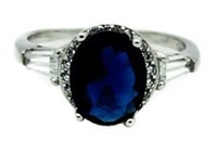 Oval 2.75 ct Sapphire & Baguette Ring