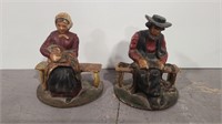ANTQ. CAST IRON BOOKENDS 5"X3"X5"