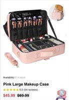 New 19 pcs; Pink Large Makeup Case