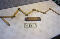 2 antique Wooden Measuring Sticks folding