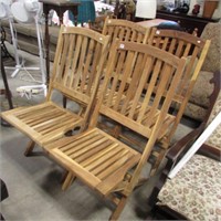 SET OF 4 TEAK FOLDING DECK CHAIRS