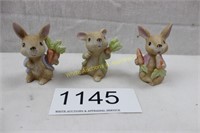 Lot of 3 Homco Porcelain Bunny Rabbit Figurines