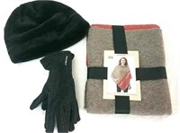 Women's Poncho, Hat, Glove Set