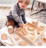 WOODEN SENSORY BIN TOOLS SERVING SET FOR KIDS