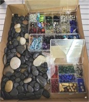 TRAY OF PEBBLES AND JEWELRY MAKING