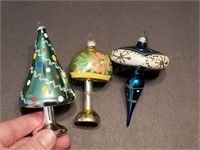 3 Antique Blown Glass Christmas Ornaments