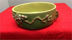 Roseville Pottery Apple Blossom Green Low Bowl
