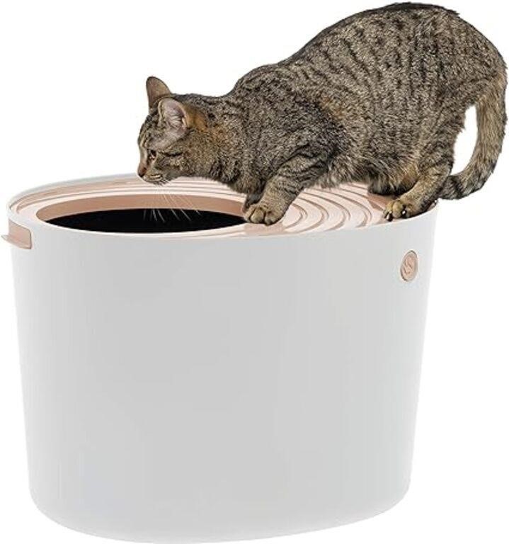 IRIS USA Large Stylish Round Top Entry Cat Litter