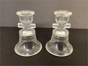Pair of Glass Liberty Bell Candlesticks