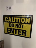 Vintage Porcelain Caution Do Not Enter Sign