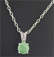 Genuine 1.00 ct Indian Emerald Solitaire Pendant