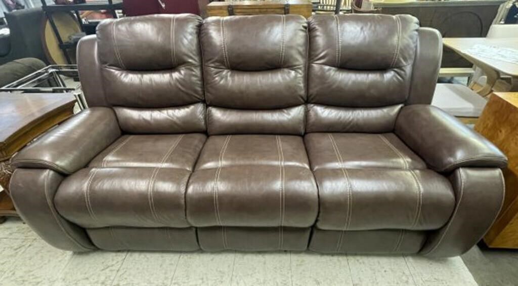 Leather Style Reclining Sofa
