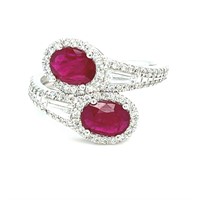 14K WHITE GOLD 0.83CT DIAMOND 1.12CT RUBY BYPASS R