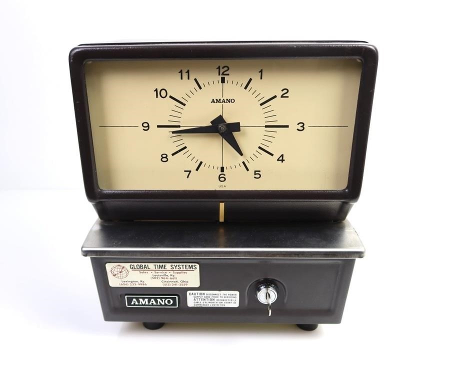 VINTAGE AMANO TIME PUNCH IN/OUT WITH KEY 5407