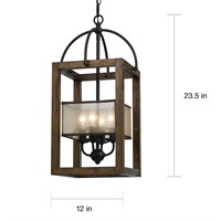 Mission Bronze Metal and Wood 4-light Chandelier