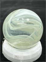 Clear base milky slag glass marble 23/32” Mint