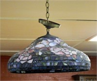 Stained Leaded Glass Hanging Light Fixture.