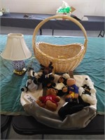 Basket with Small Lamp, Tote Bag w/ Small Plush