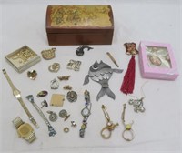 Trinket Box / Assorted Jewelry & Wrist Watches