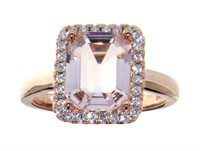 Emerald Cut 3.50 ct Morganite Designer Ring