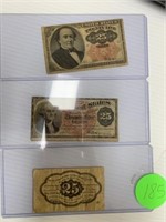3 25 CENT FRACTIONAL CURRENCY