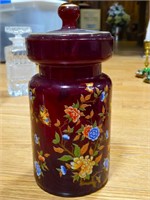 Norleans Ruby Red Flower Glass Apothecary Jar