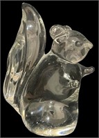 Clear Art Glass Squirrel Paperweight