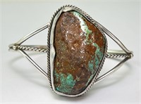 Large Royston Turquoise Sterling over Copper Cuff