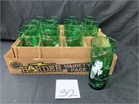 SET OF 12 GREEN GLASSES
