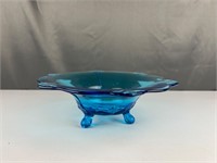 Vintage Blue glass centerpiece bowl