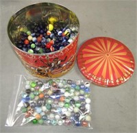 Circus Tin With Assorted Marbles