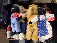 7 EARLY DOLLS W/ BEARS, ETHNIC DOLLS