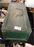 EARLY WOOD TACKLE BOX W/ CONTENTS