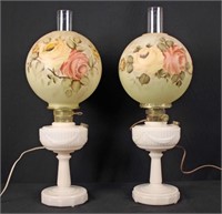 Two Aladdin Lincoln Drape Alacite Glass Lamps