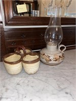Studio Pottery Condiment Dish & Huricanne Lamp
