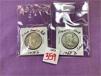 1950 & 1963 Franklin Half Dollars