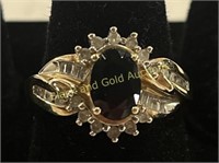 10K Gold Sapphire & Moissanite Ring Sz 7