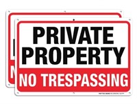 Private Property No Trespassing Metal Sign 2 Pack