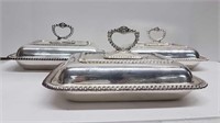 3 SILVER COVERED ENTREE DISHES