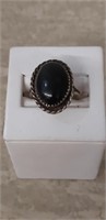 Sterling Silver Ring with Oval black onyx stone
