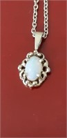 sterling Silver opal pendant on a 18" sterling
