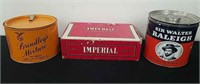 Vintage tobacco tins and cigar box