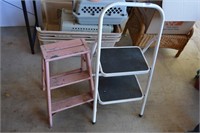 Two Step Stools (one metal; one wood)