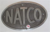 Metal Natco oval plaque. Measures: 6.5" H x 10"