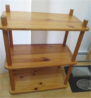 3-Tier wood shelf. Measures: 34.5" H x 27.5" W x